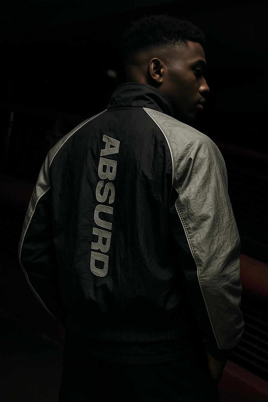 Absurd Y2K Track Jacket – Black/Silver/White