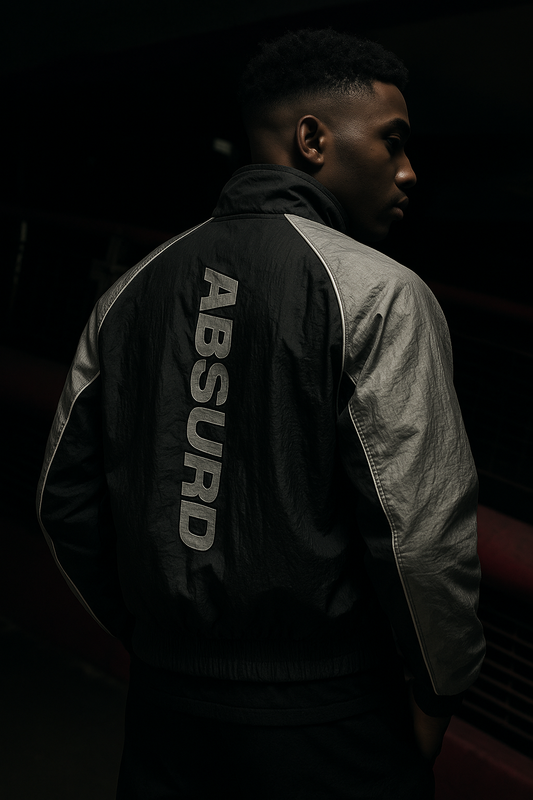 Absurd Y2K Track Jacket – Black/Silver/White